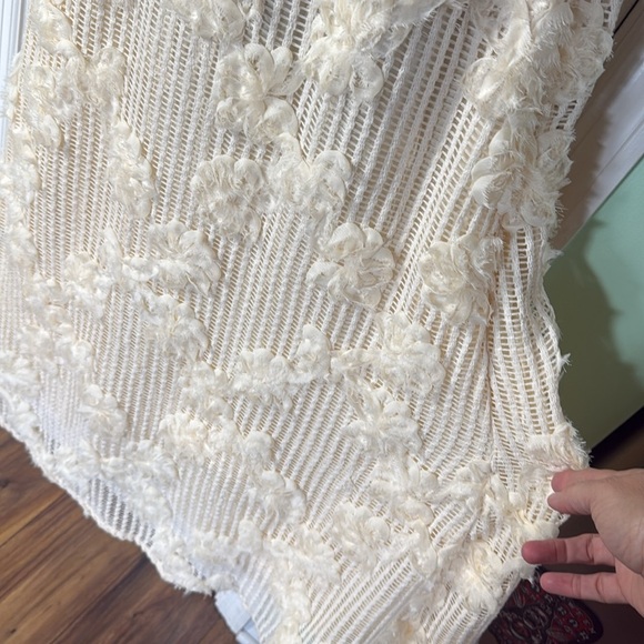 Anthropologie En Saison Cream Reese Floral Appliqué Open Stitch Cool Maxi Size S - Picture 6 of 14